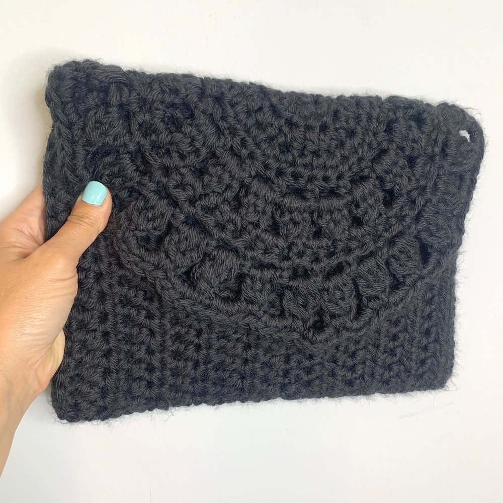 DS Vintage Black Boho Festival‎ Crochet Clutch Bag OS